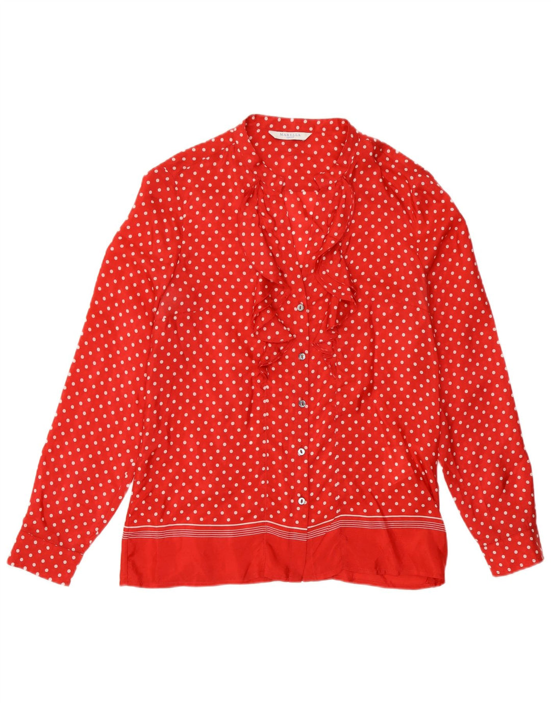 Marella Chemisier à volants sur le devant pour femme UK 10 Petit pois rouge en soie