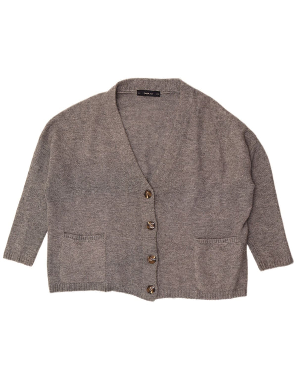 Zara Cardigan à manches 3/4 pour femme UK 14 Gris moyen Acrylique