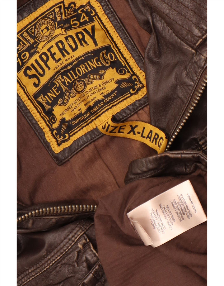 Superdry Veste en cuir militaire pour homme UK 42 XL Cuir marron
