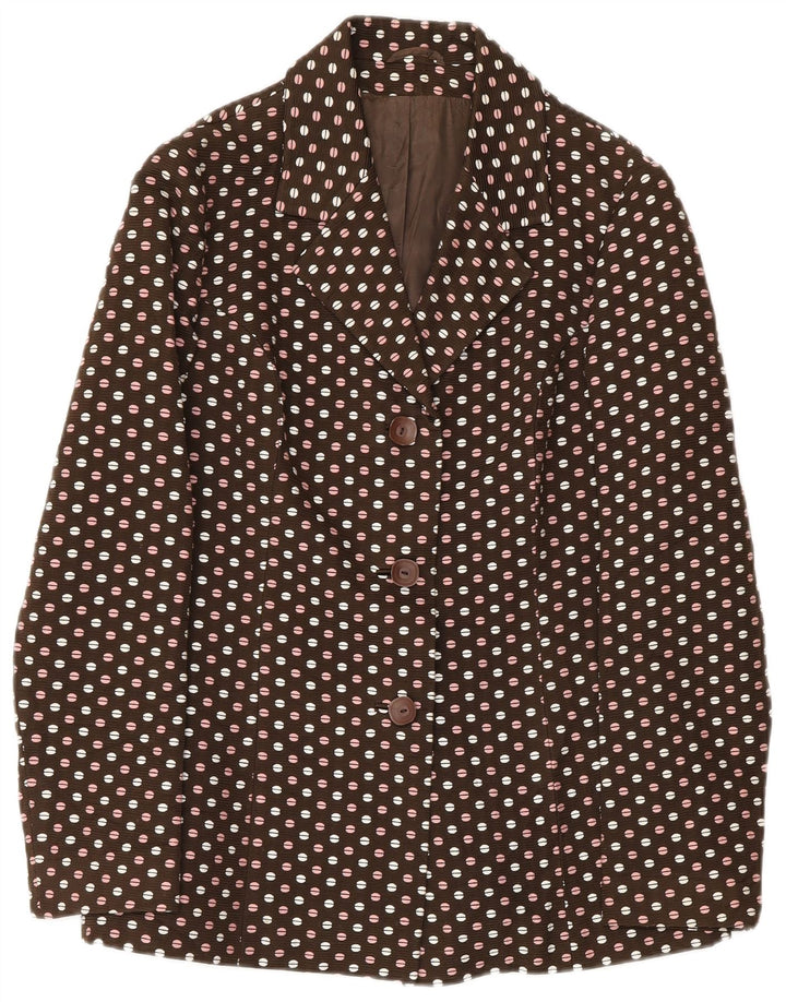 vintage Femmes 3 Boutons 2 Pièces Ensemble IT 48 XL Marron À Pois