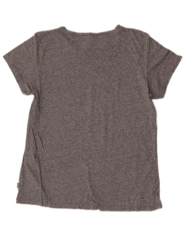 Levi's T-Shirt Graphique Femme UK 14 Gris Moyen Moucheté Coton