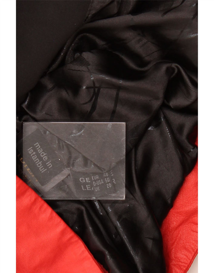 IBIZA Veste en cuir à capuche pour femme UK 20 2XL Cuir color block rouge