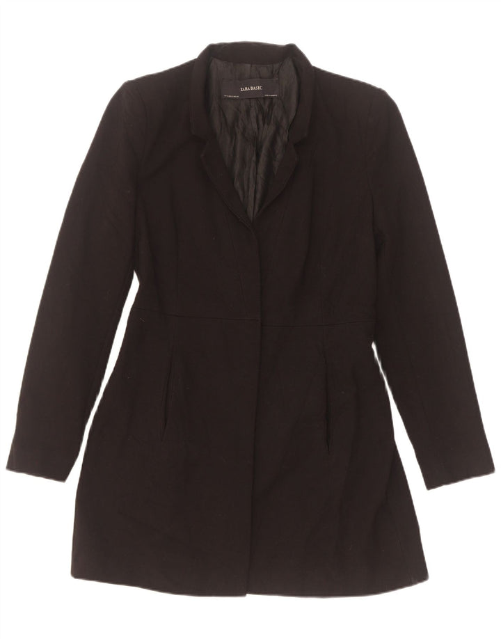 Zara Veste blazer longue pour femme UK 10 Small Noir