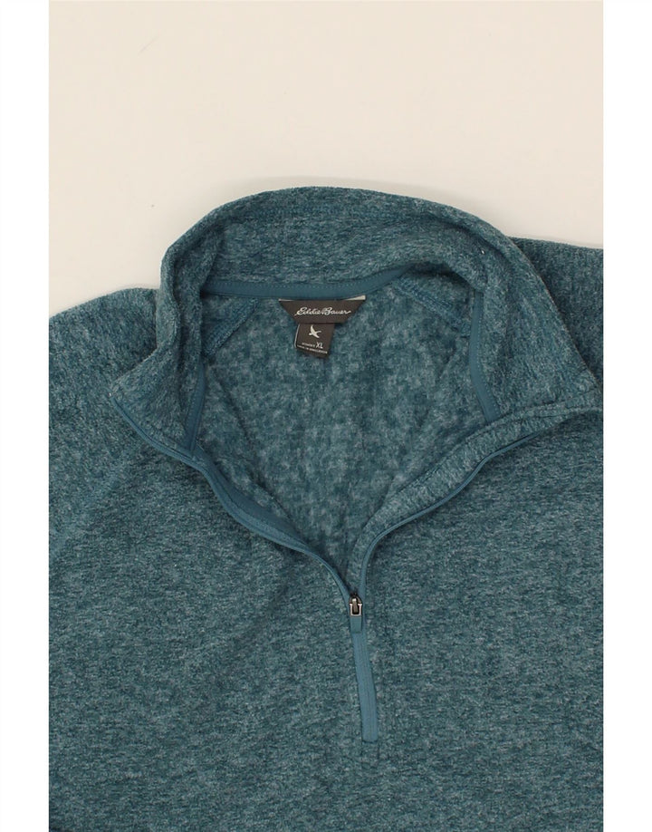 EDDIE BAUER Womens Zip Neck Fleece Jumper XL Blue Flecked Polyester Vintage Eddie Bauer and Second-Hand Eddie Bauer from Messina Hembry 