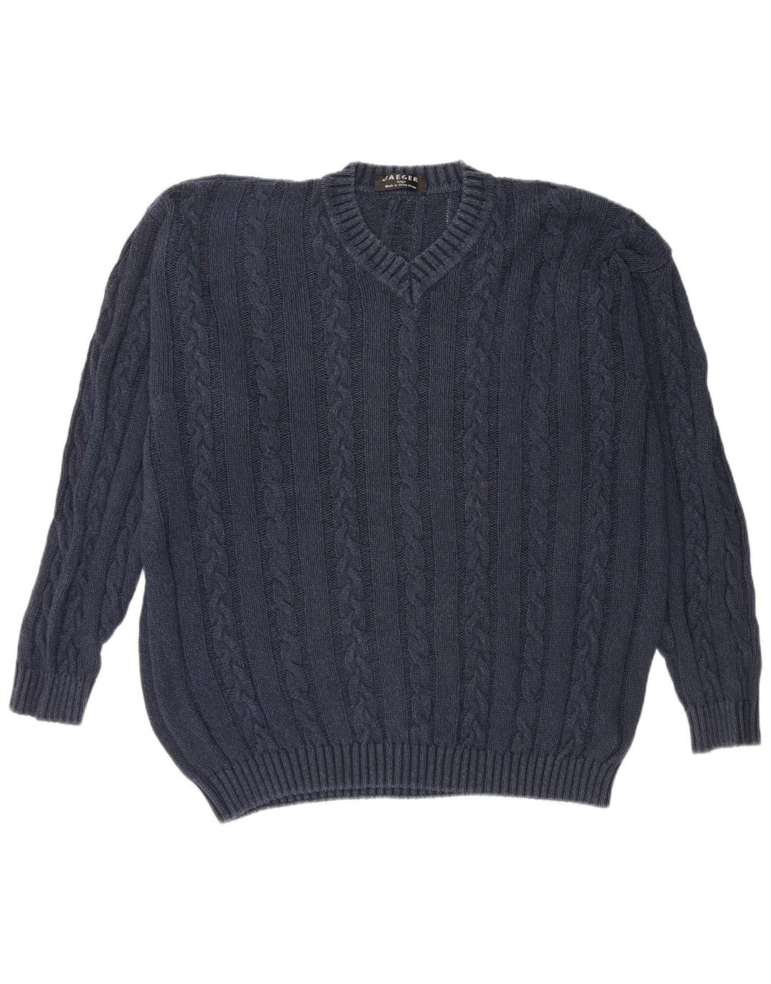 Jaeger Pull col V pour homme en coton bleu marine Taille L