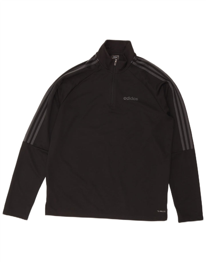 ADIDAS Haut de survêtement Climalite pour homme avec col zippé Noir Taille L