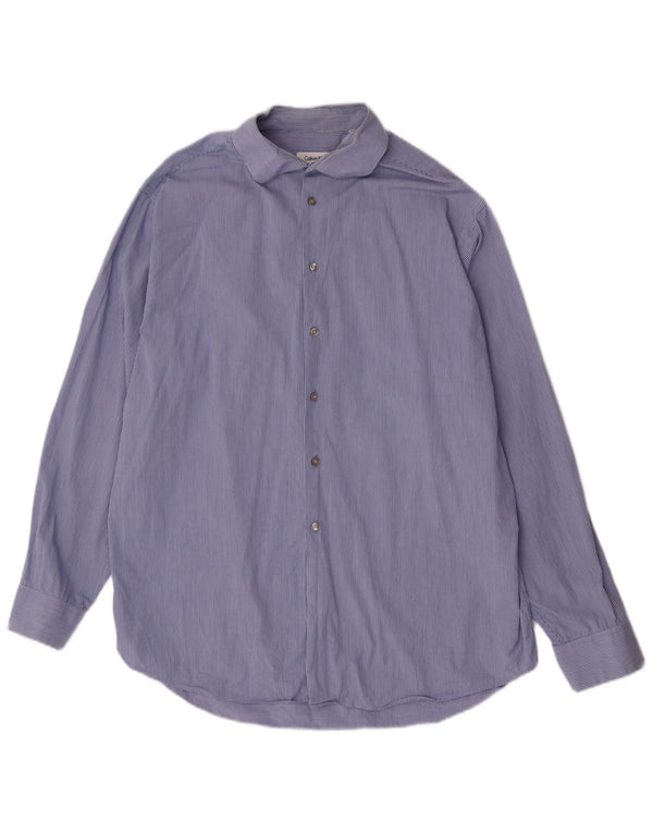 Calvin Klein Chemise Homme Taille 17 XL Coton Rayé Bleu