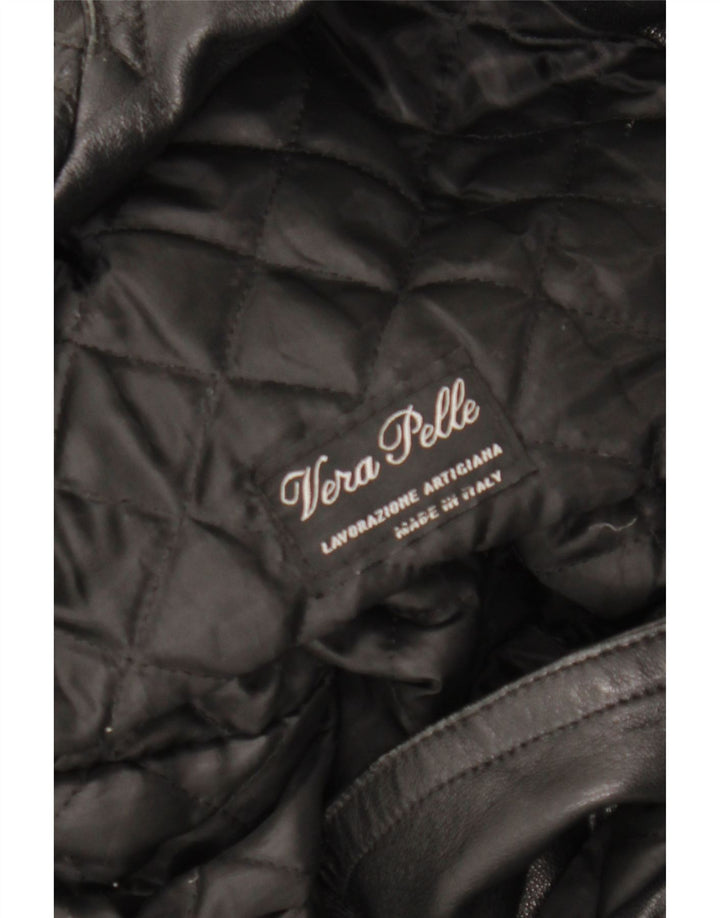 LAVORAZIONE ARTIGIANA Manteau Femme UK 12 Cuir Noir Moyen