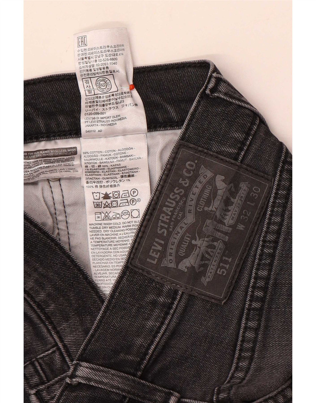 Levi's Jean Slim 511 Homme W32 L30 Gris Coton
