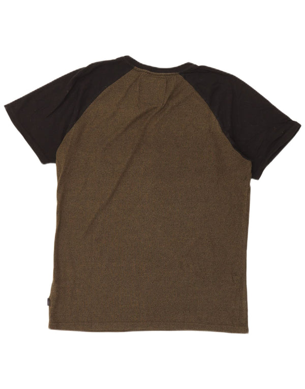 Superdry Homme T-Shirt Graphique Haut Large Kaki Colourblock Coton