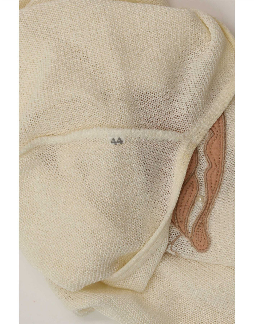 vintage Femme Blouse Sans Manches Top IT 44 Moyen Off White Acrylique