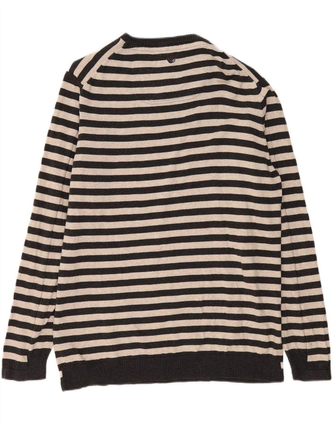 FAT FACE Pull ras du cou pour homme XL en coton rayé gris