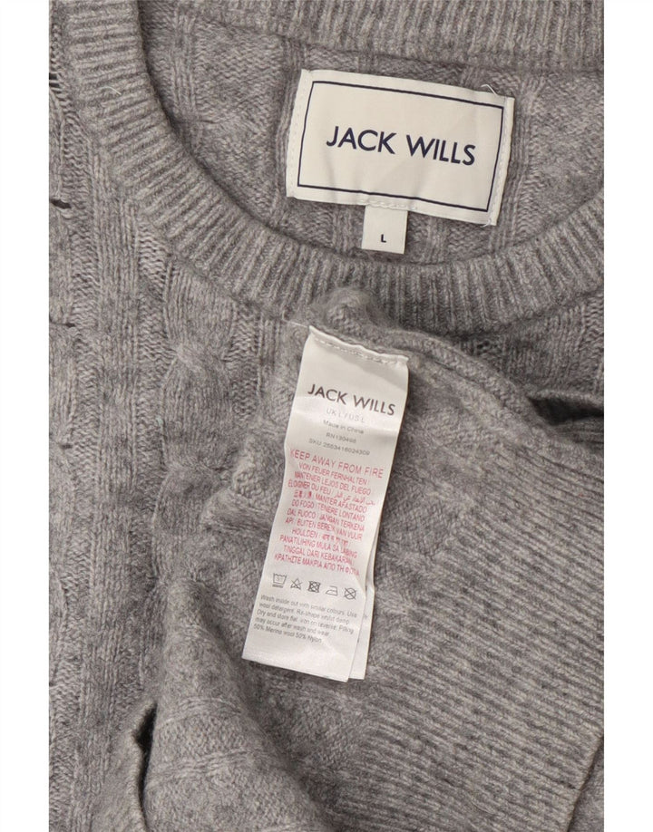 Jack Wills Pull à col rond pour femme UK 14 Grande laine grise