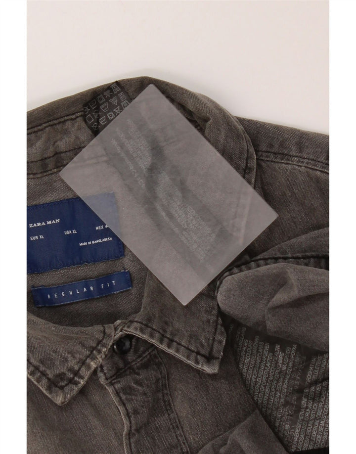 Zara Homme Regular Fit Chemise En Jean XL Gris Coton