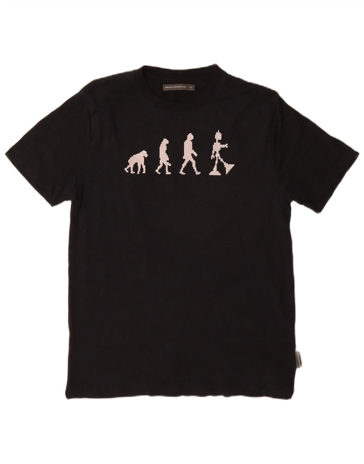 French Connection T-Shirt Graphique Femme UK 14 Coton Noir Moyen