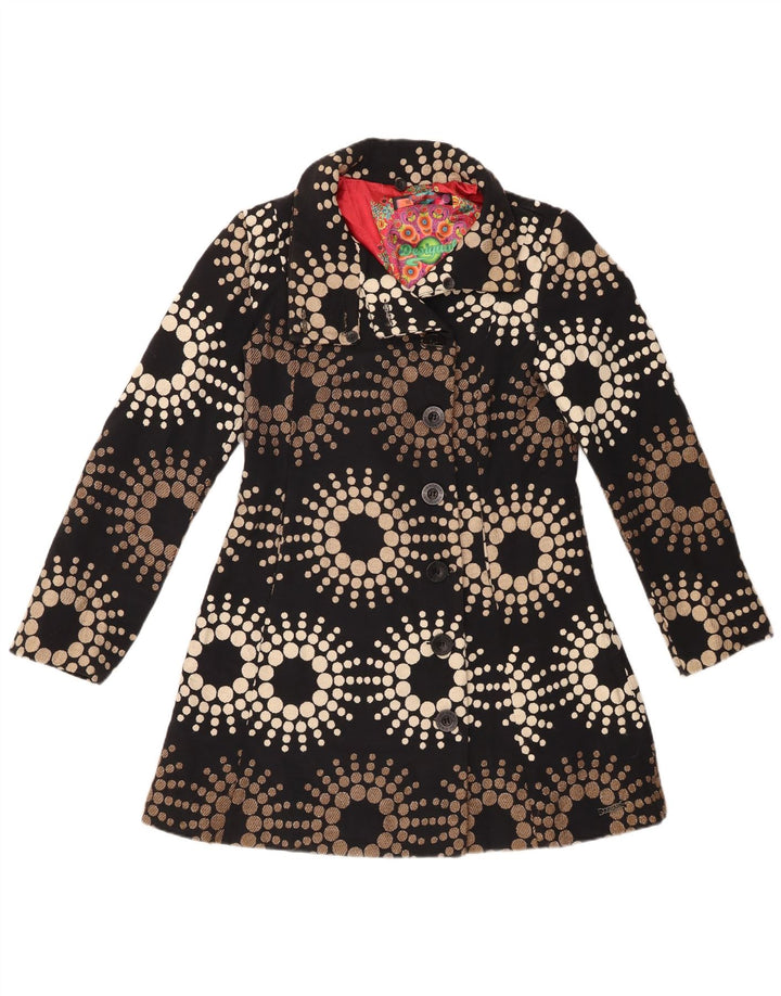 DESIGUAL Manteau Femme EU 42 Grand Acrylique Géométrique Noir