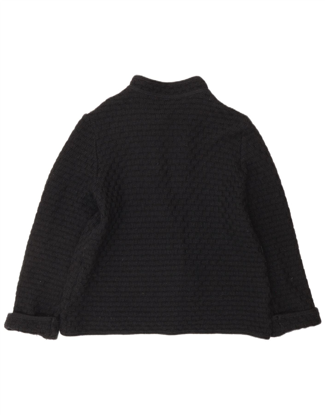 vintage Femme Cardigan Pull UK 12 Laine Noire Moyenne