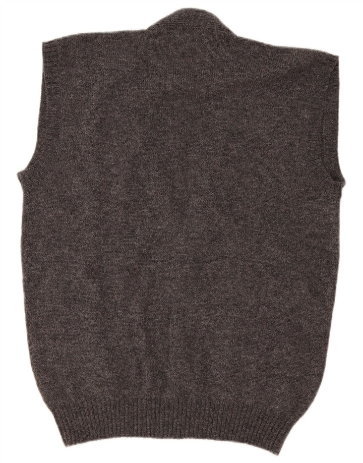 Green Leaves Pull Cardigan sans Manches Homme Laine Gris Moyen