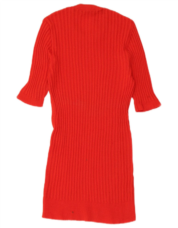 VINTAGE Femmes Tricot Blouse Top UK 8 Petit Rouge