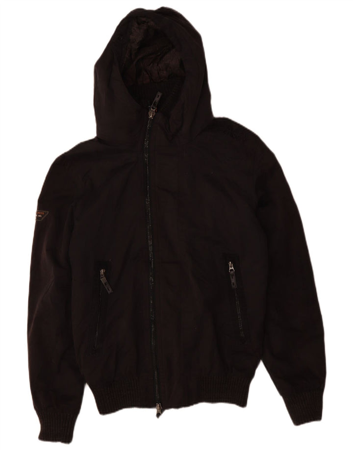 Superdry Veste Bomber À Capuche Homme UK 36 Petit Noir Polyester