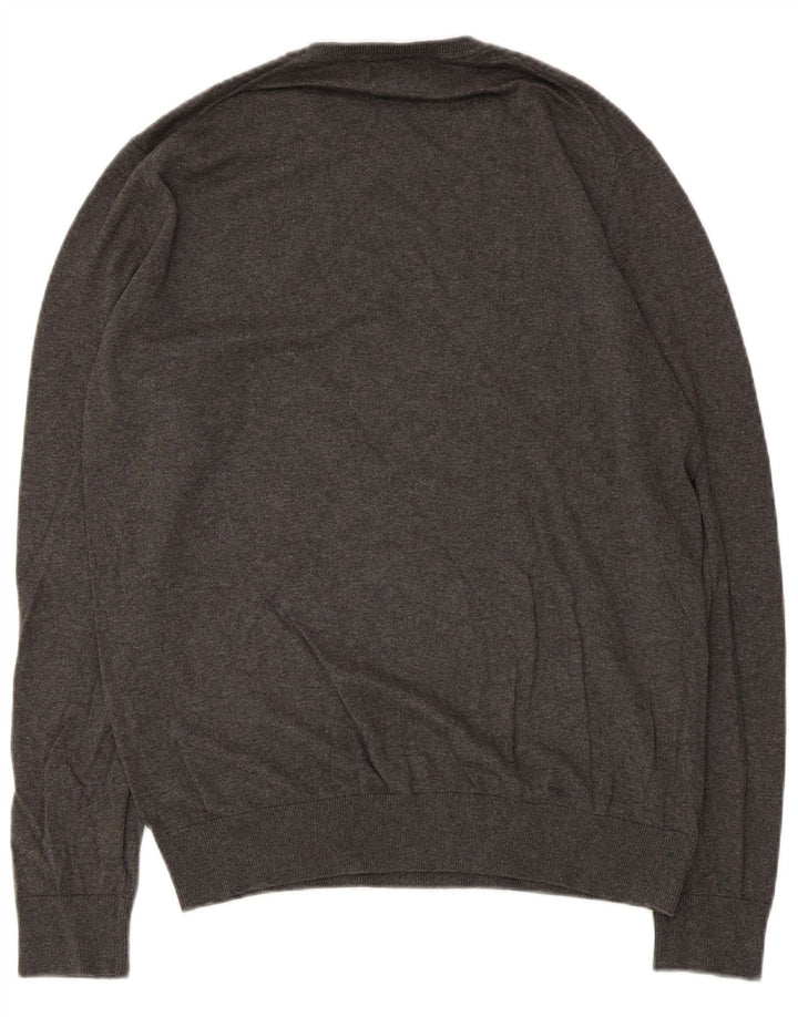 Zara Pull à col rond pour homme en coton gris Large