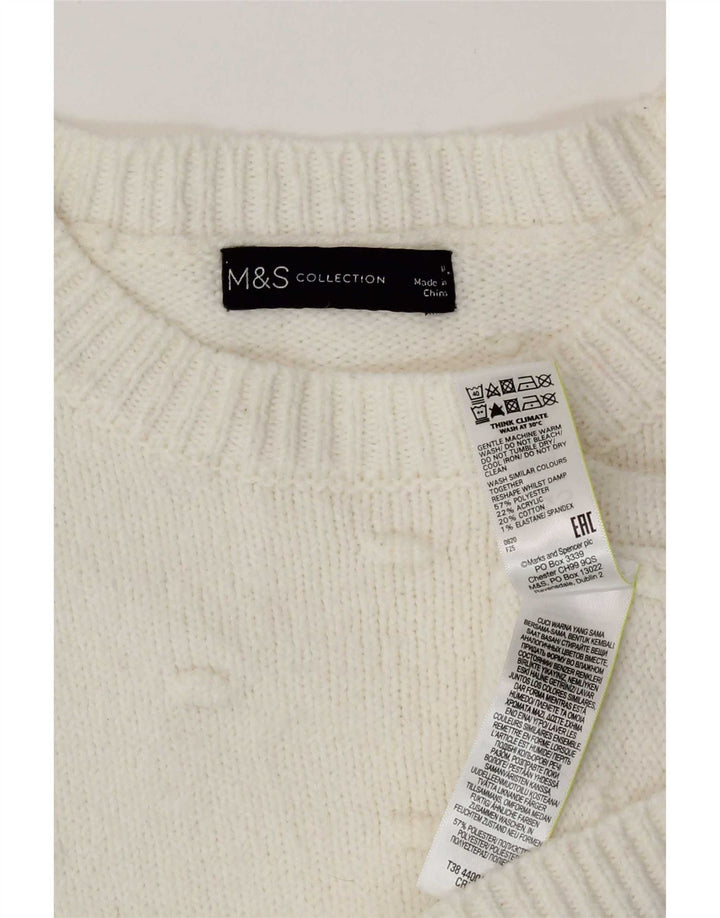 Marks & Spencer Pull à col rond pour femme UK 14 Blanc moyen