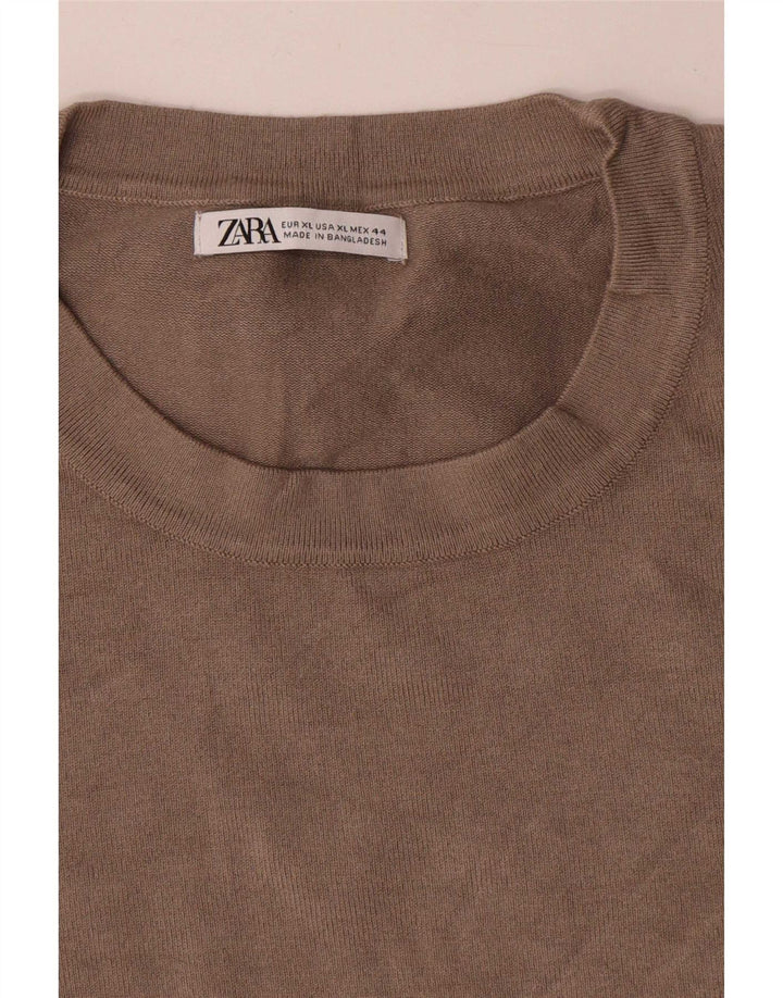 Zara Pull ras du cou pour homme XL Gris Viscose