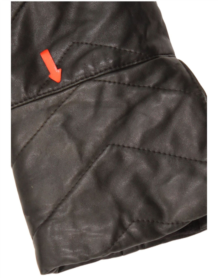 manteau en cuir femme vintage UK 14 Cuir noir moyen