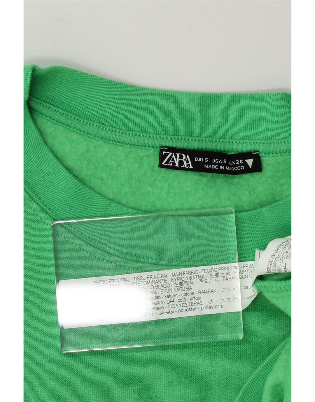 ZARA Womens Sweatshirt Jumper UK 10 Small Green Cotton Vintage Zara and Second-Hand Zara from Messina Hembry 