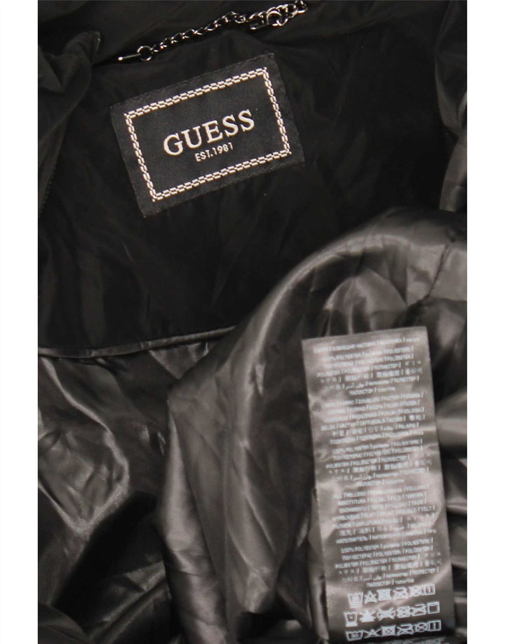 Guess Veste matelassée à capuche pour femme UK 12 Medium Noir Polyester