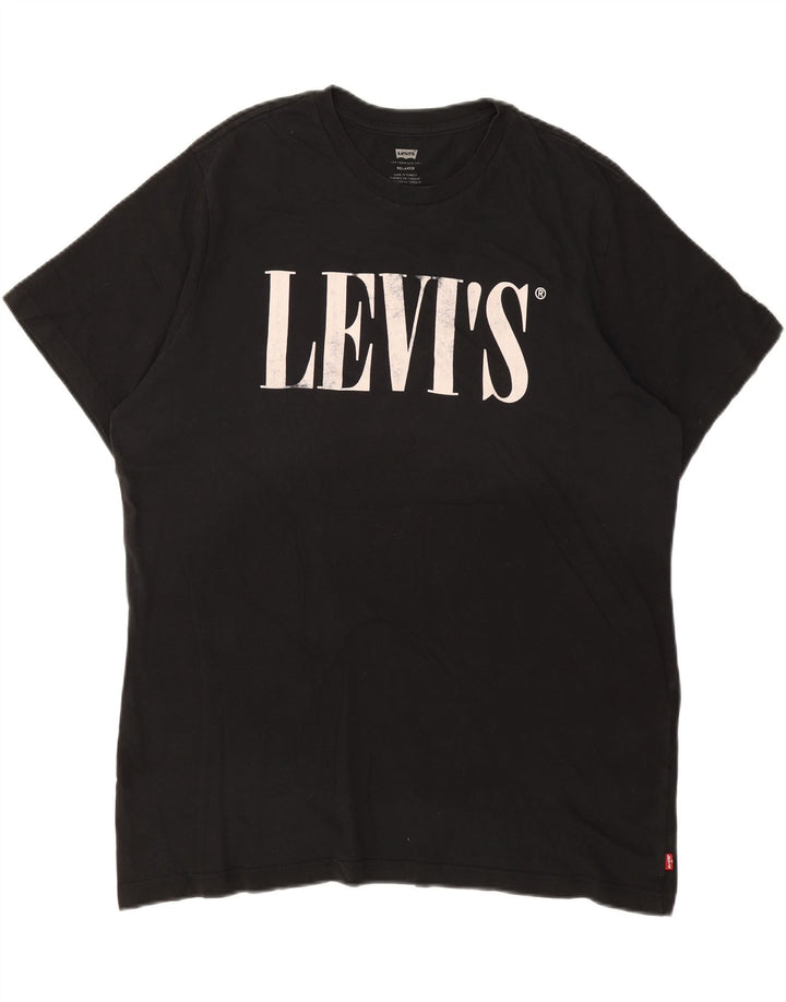 LEVI'S Mens Relaxed Graphic T-Shirt Top Medium Black Cotton