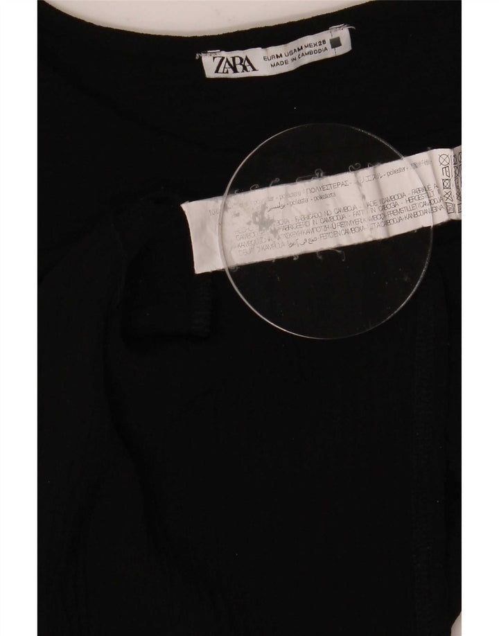 Zara Femme Chemisier Top UK 12 Medium Noir Polyester
