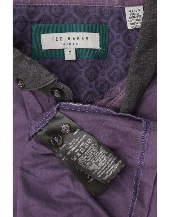 TED BAKER Polo Homme Taille 6 2XL Violet Colourblock Coton
