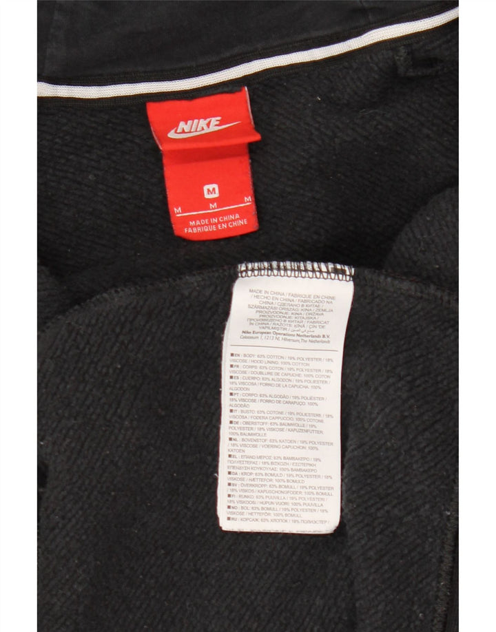 NIKE Pull à capuche zippé pour femme UK 14 Coton color block noir moyen