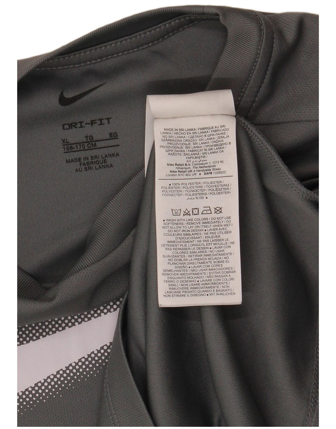 NIKE Garçon Dri Fit Graphic T-Shirt Top 13-14 ans XL Gris Polyester