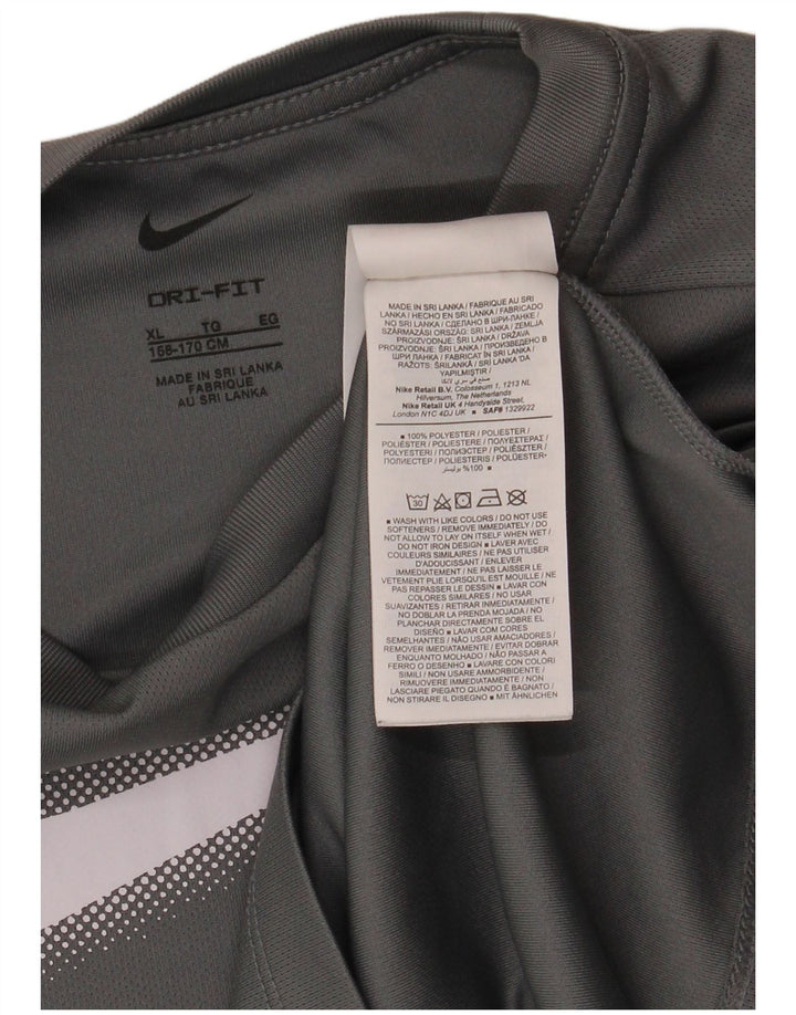 NIKE Garçon Dri Fit Graphic T-Shirt Top 13-14 ans XL Gris Polyester