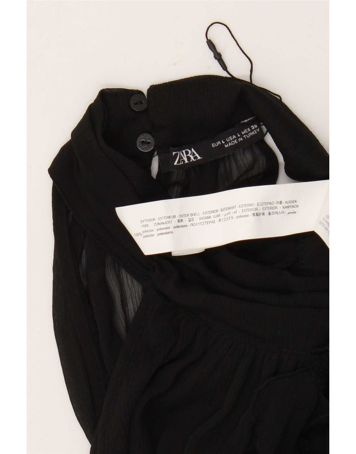 Zara Haut dos nu à volants pour femme UK 16 Large Noir Polyester