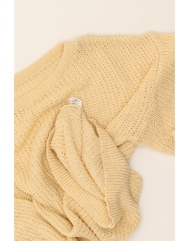 VINTAGE Womens Boat Neck Jumper Sweater EU 44 XL Yellow Cotton | Vintage Vintage | Thrift | Second-Hand Vintage | Used Clothing | Messina Hembry 