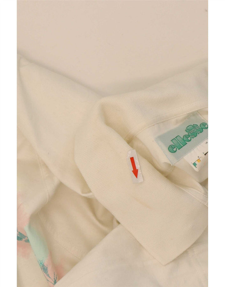 Ellesse Polo Femme IT 44 Coton Floral Blanc Moyen