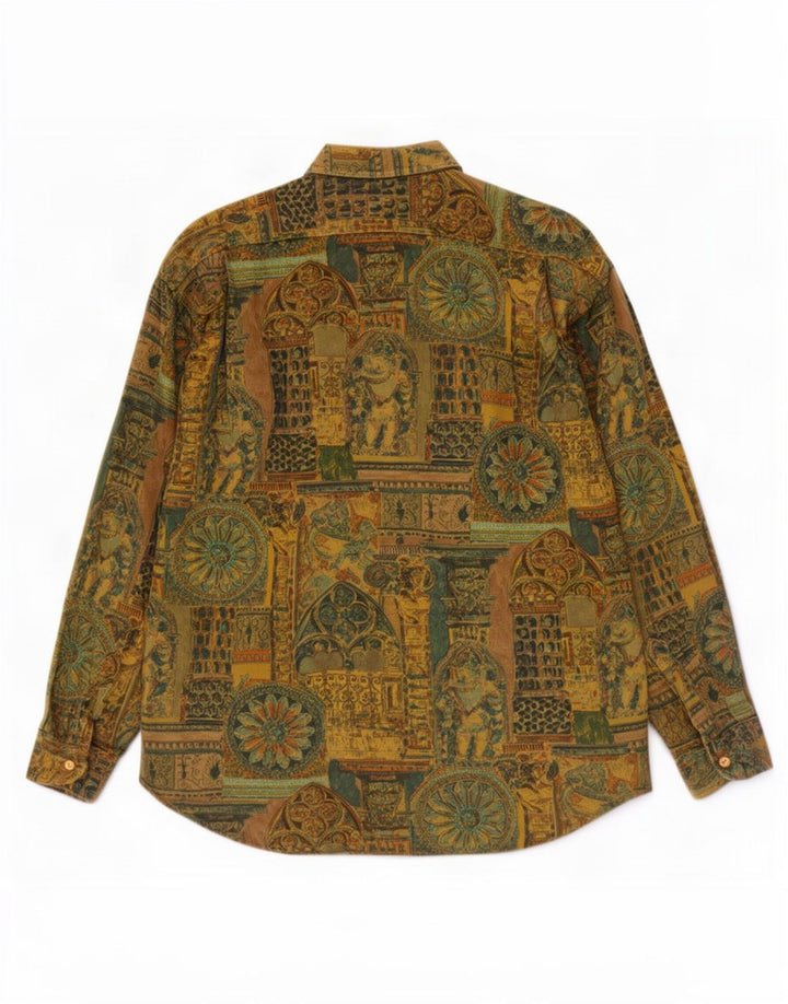 Chemise vintage à motif abstrait pour homme XL Kaki