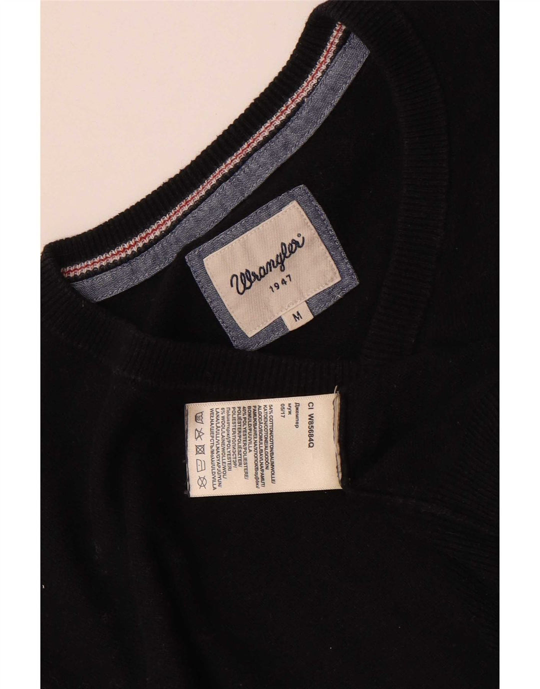 Wrangler Pull col V pour homme en coton noir moyen
