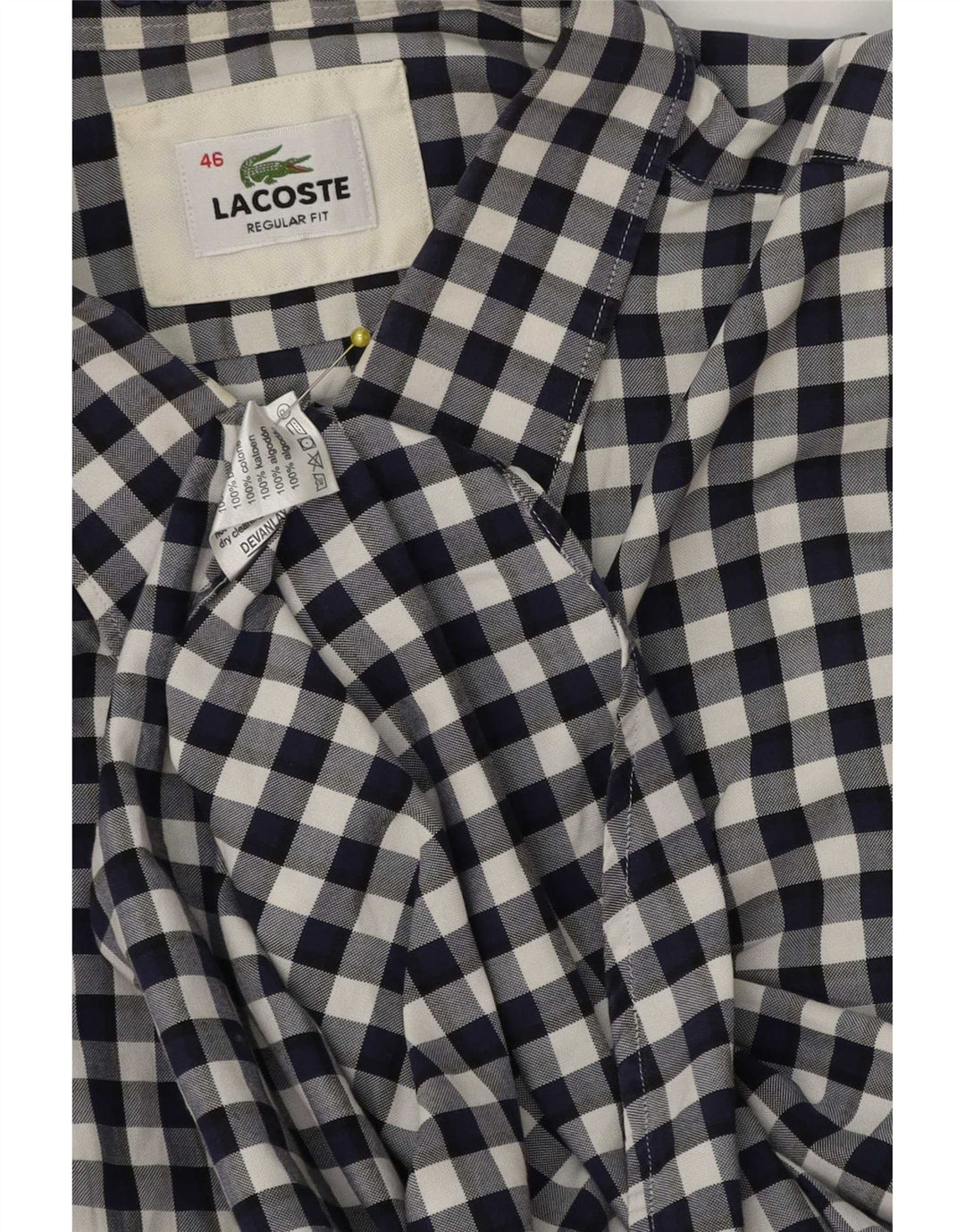 Lacoste Chemise Regular Fit Homme Taille 46 2XL Bleu Marine Vichy Coton