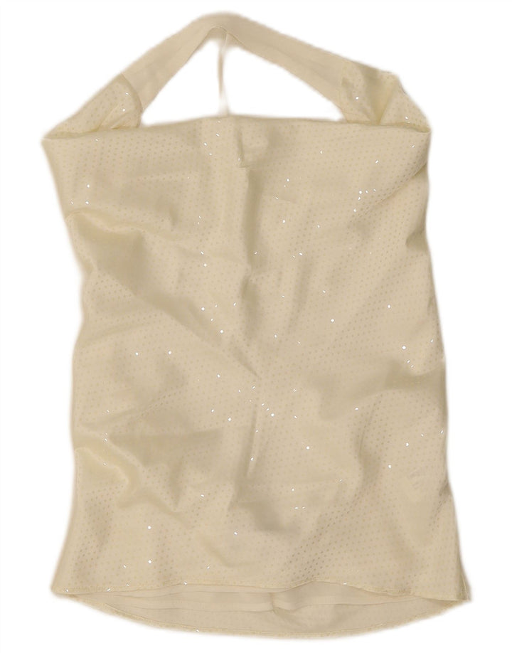Zara Haut court à épaules dénudées pour femme UK 10 Petit polyester moucheté blanc cassé