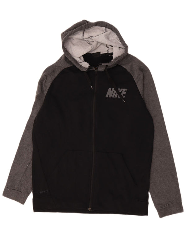Sweat à capuche zippé Nike Dri Fit Graphic pour homme, noir moyen, color block