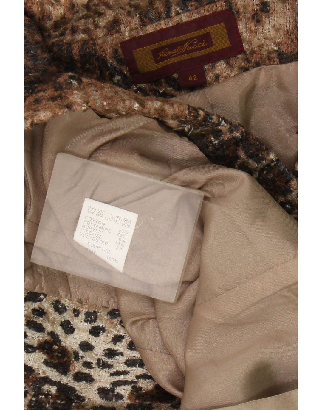 Renato Nucci Veste Blazer 2 Boutons Femme IT 42 Marron Moyen Imprimé Animal