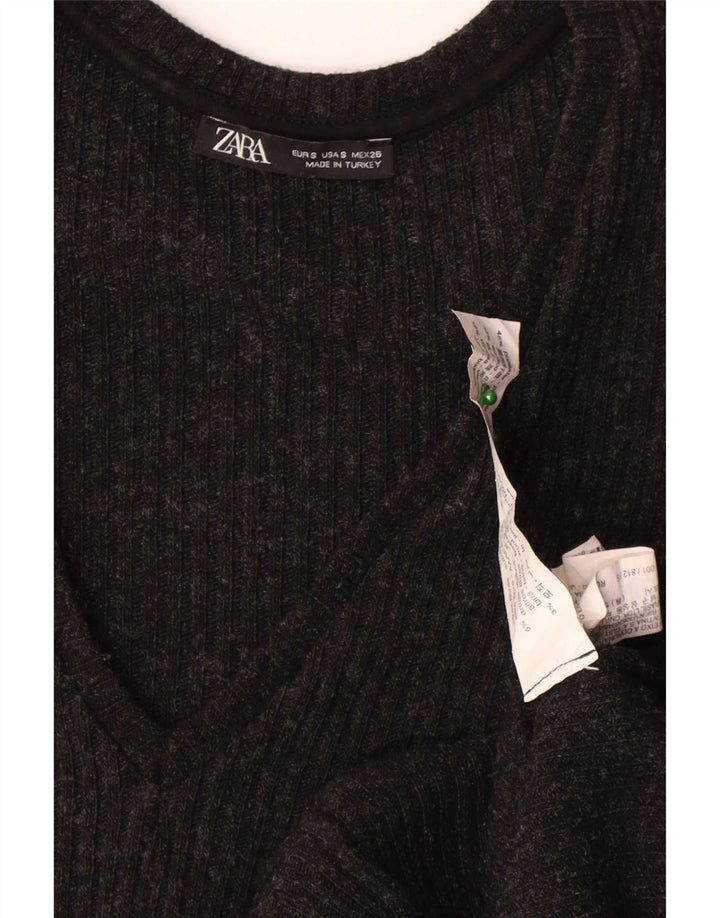 Zara Robe pull à manches longues pour femme UK 10 Petit Gris Polyester