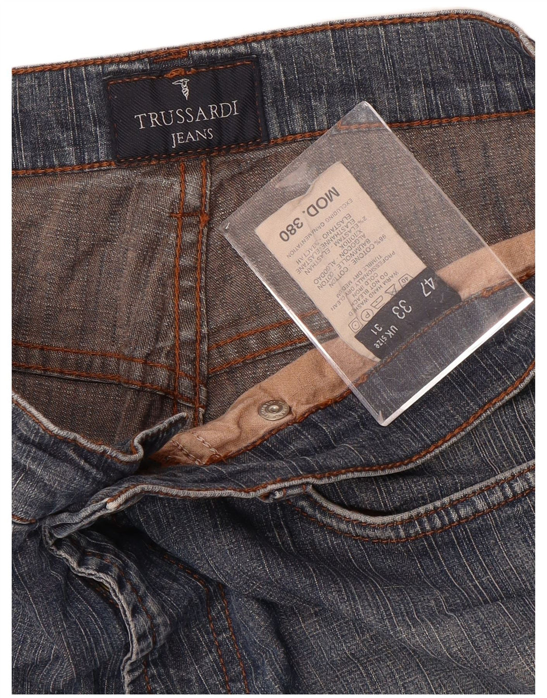 TRUSSARDI Femme 380 Jean Droit IT 47 Large W31 L32 Bleu