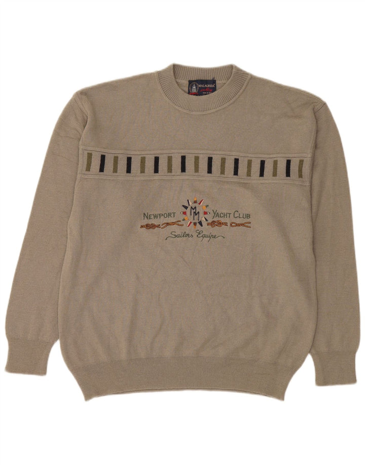 Malagrida Pull Graphique Col Rond Homme Beige Moyen