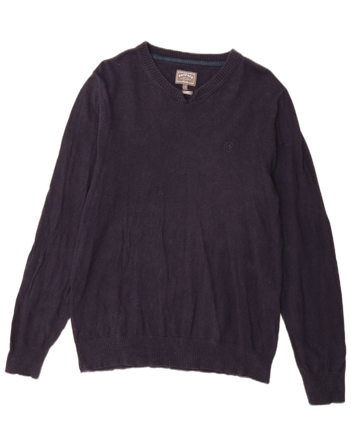 Fat Face Pull Col V Homme Bleu Marine Moyen Coton