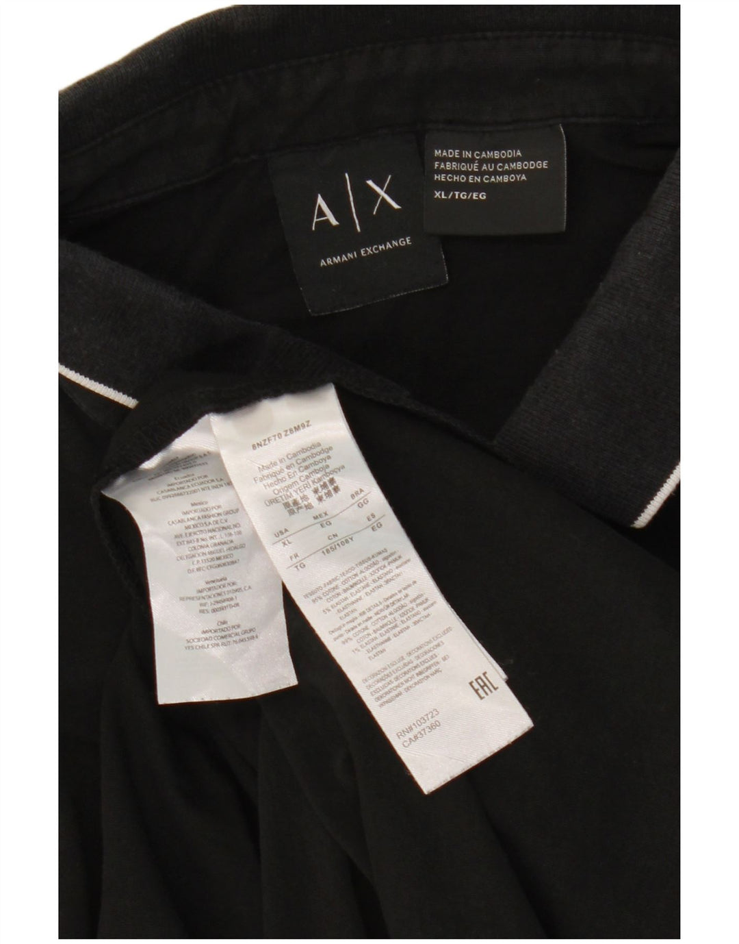 ARMANI EXCHANGE Polo Homme XL Noir Coton